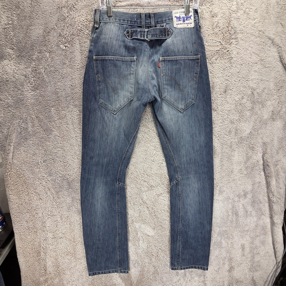 VTG Levis Engineered Jeans Mens Blue Twisted Buckle Back Button Fly Fits 28x32